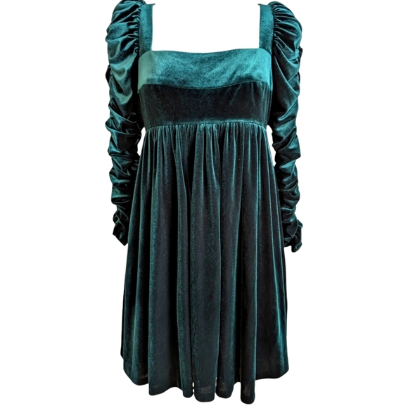 Holiday Dress Green Velvet Babydoll 2 Antonio Melanie - Picture 1 of 11
